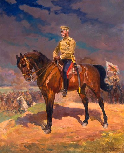 Portrait of Grand Duke Nikolai Nikolayevich 1856-1929 on Horseback by Nikolai Semyonovich Samokish