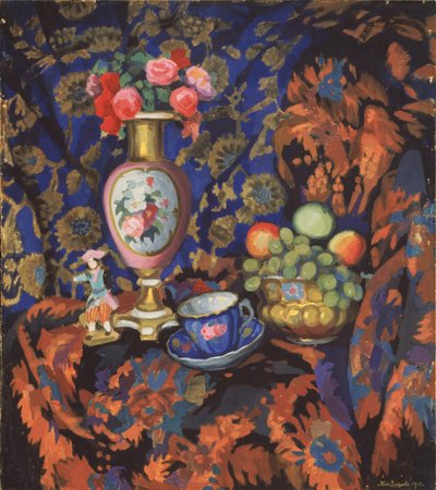 Still life with porcelain and flowers, 1913 by Nikolai Semyonovich Zaytsev