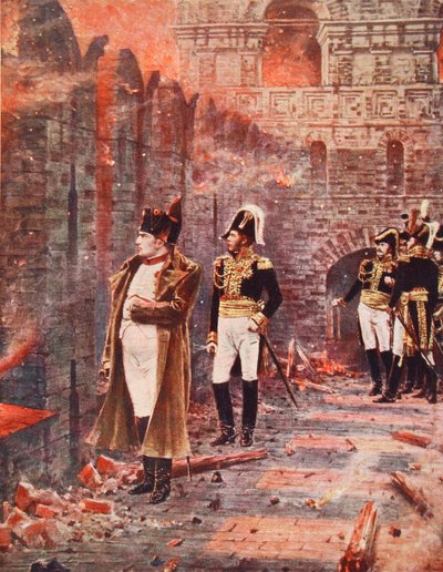 Napoleon watching the Fire of Moscow, illustration from 