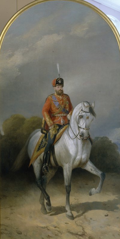 Portrait of the Emperor Alexander III in the Uniform of the Hussar Regiment of the Leib Guard, 1881 by Nikolai Yegorovich Sverchkov
