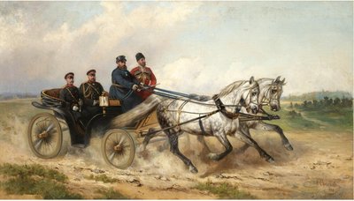 Tsar Alexander III and Kaiser Wilhelm II in a Landau by Nikolai Yegorovich Sverchkov