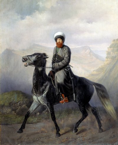 Equestrian Portrait of Imam Shamil, Leader of the Muslim Tribes of the Northern Caucasus by Nikolai Yegorovich Sverchov