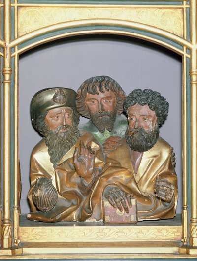 Wooden Carvings of St. James the Greater, St. Simon and St. Thaddeus, from the Predella of the Isenheim Altarpiece by Nikolaus Hagenauer