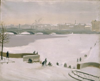 Crossing the frozen Neva River, 1935 by Nikolay Fyodorovich Lapshin