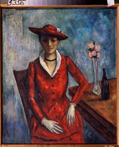 A Woman in Red by Nikolay Vladimirovic Sinezubov