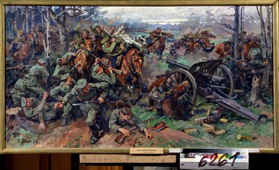 The Russian Cavalry Charging the German Artillery in 1915 by Nikolay Yakovlevich Borisov