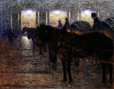 Horsedrawn carriages outside the Opera House, Stockholm by Nils Kreuger