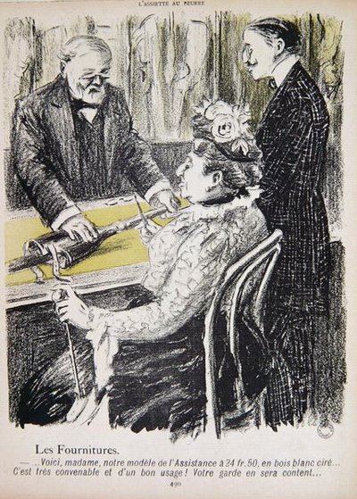 Cartoon criticising the Assistance Publique, caricature from 