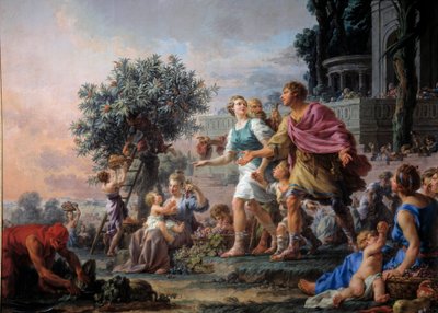 Liberality of Cimon the Athenian inviting the people to take the fruits of their garden. Painting by Noel Halle by Noel Halle