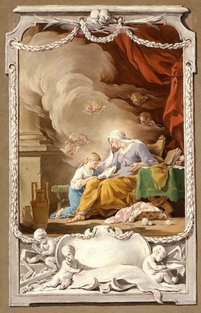 St Anne Revealing to the Virgin the Prophecy of Isaiah by Noel Halle