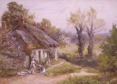 A Mother and Child in a Cottage Garden by Noel Smith