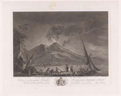 Landscape with Fishermen and Active Vesuvius by Noël Le Mire