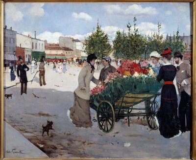 Florist on Boulevard Rochechouart in Paris (Marche de la Madeleine) by Norbert Goeneutte