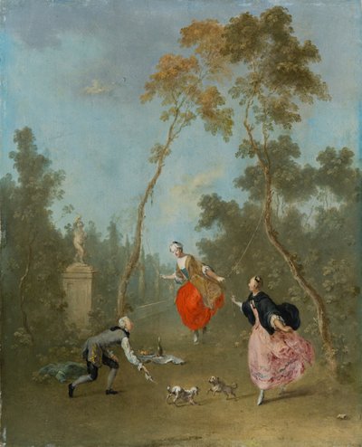 Lady on a Swing - Gallant Scene in the Park by Norbert Joseph Carl Grund