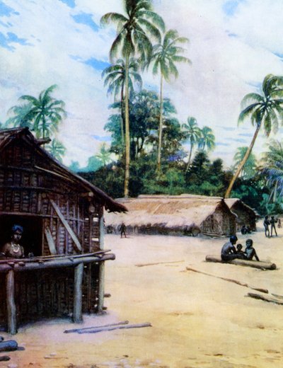 A Village in the Solomon Islands, 1908 by Norman Hardy