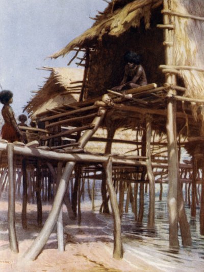 In the Pile Dwellings at Hanuabada, Port Moresby, British New Guinea by Norman Hardy