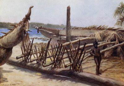 Old War Canoes, near Malekula, New Hebrides by Norman Hardy