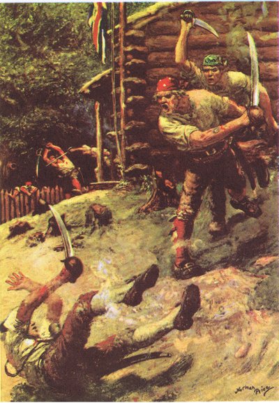 I stumbled and rolled headlong, from Treasure Island published by MacDonald 1947 by Norman Mills Price