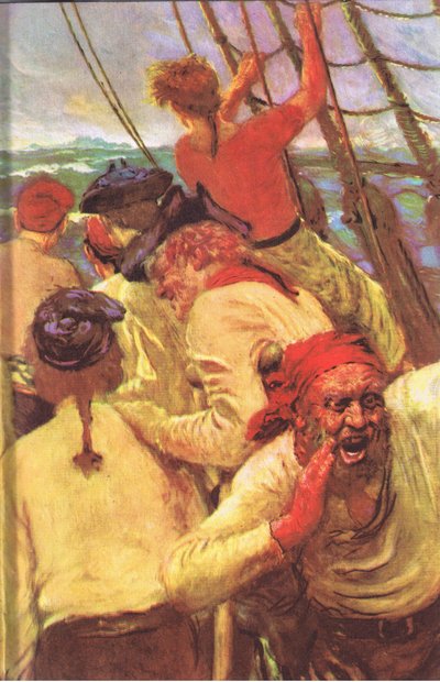 Inside cover design, from Treasure Island published by MacDonald 1947 by Norman Mills Price