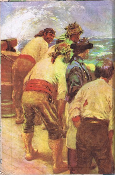 Inside cover design, from Treasure Island published by MacDonald 1947 by Norman Mills Price