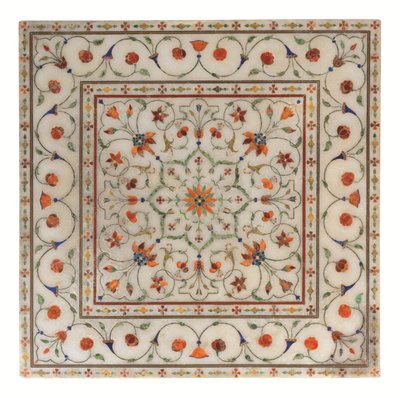 A Mughal Pietra Dura Inlaid Marble Footrest, c. 1700 by North Indian School