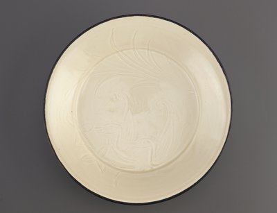 Ding Ware Dish with Incised Decoration of Ducks by Northern Song Dynasty Chinese School