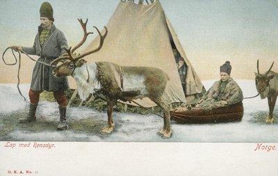 Laplanders with reindeer, Norway by Norwegian Photographer
