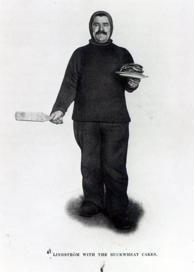 Lindstrom with the Buckwheat Cakes, from The South Pole by Roald E. Amundsen, c.1910-12 by Norwegian Photographer