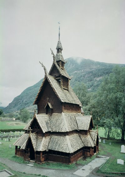 View of Borgund Stave Church by Norwegian School