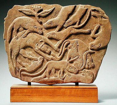 Relief depicting dogs felling a cow, 4th-5th century by Nubian Nubian
