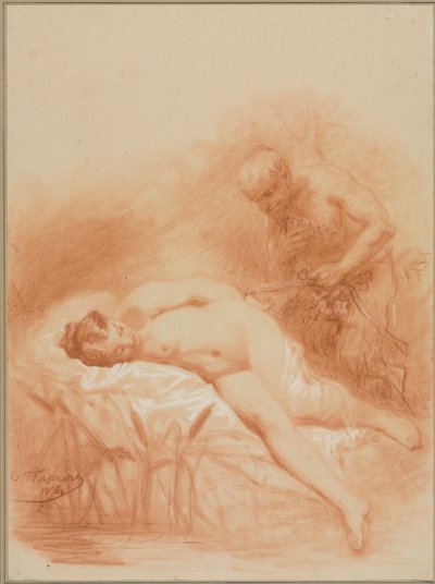 Nymph and Faun by Octave Tassaert