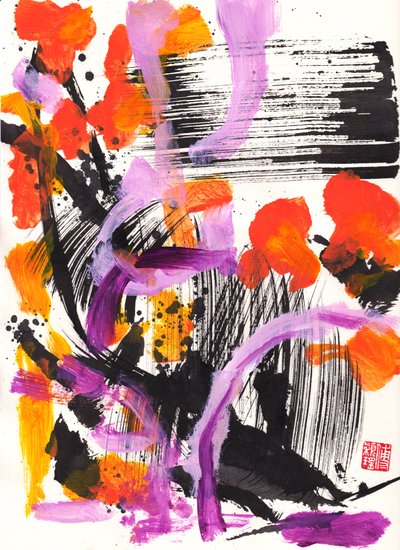 Bach Encounter Floral Ink Abstraction by Odilia W. Y. Fu