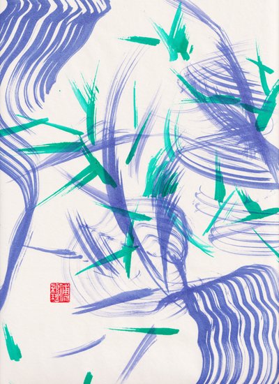Zen Green Bamboo Abstraction 2 by Odilia W. Y. Fu