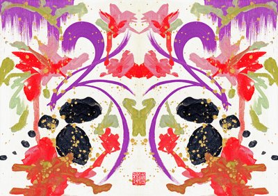 Zen Orange Purple Flowers 1, 2021 by Odilia W. Y. Fu