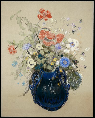 A Vase of Blue Flowers by Odilon Redon