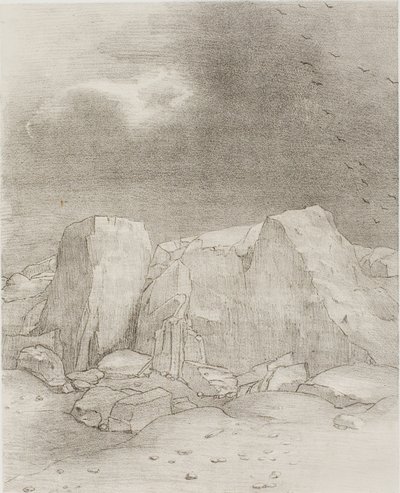 And He Discerns an Arid, Knoll-Covered Plain, plate 7 of 24 by Odilon Redon
