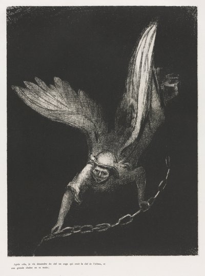And I Saw an Angel Coming Down from Heaven, Having the Key of the Bottomless Pit and a Great Chain in His Hand by Odilon Redon