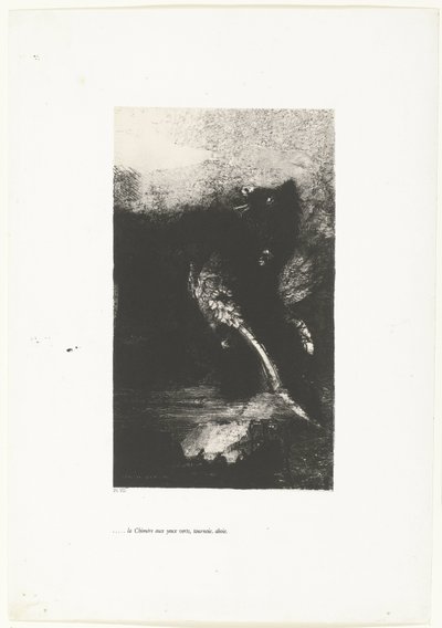 The Chimera with Green Eyes, Screaming, Spinning (...la Chimère aux yeux verts, tournoie, aboie) (Tentation de Saint-Antoine) (Temptation of Saint Anthony) by Odilon Redon