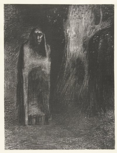A Man Becomes Lonely in a Night Landscape (The Night) by Odilon Redon
