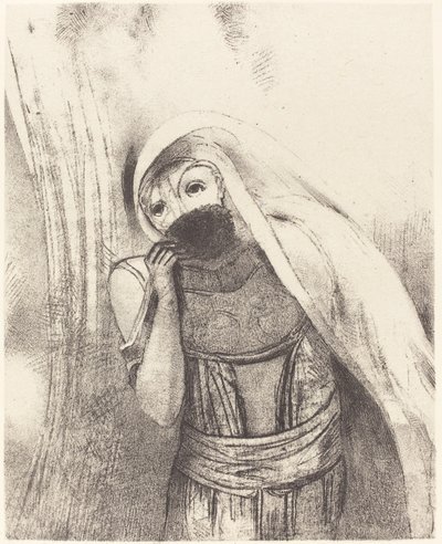 She Draws from Her Bosom a Sponge, Perfectly Black, and Covers It with Kisses by Odilon Redon