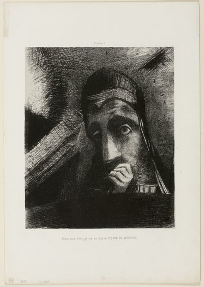Face of Mystery, plate 1 from Homage to Goya by Odilon Redon