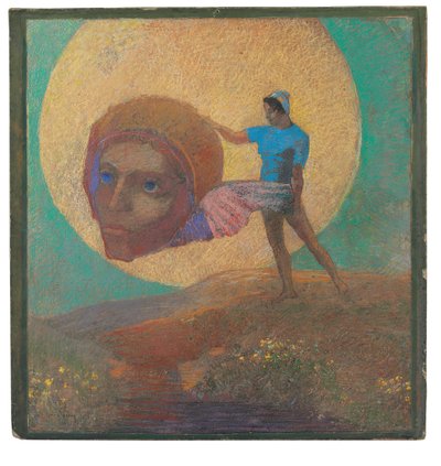 Figure carrying a winged head (The Fall of Icarus) by Odilon Redon