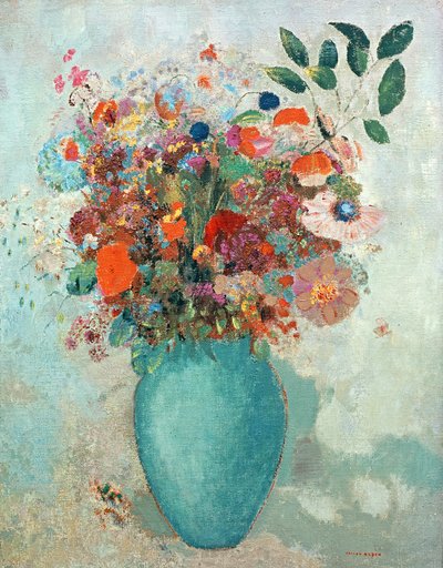 Flowers in a Turquoise Vase, c.1912 by Odilon Redon