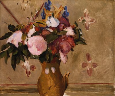 Flowers in a Vase, copy after a painting by Cezanne by Odilon Redon
