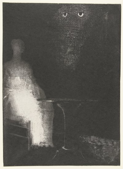 I Look Down on the Vague Shapes of a Human Figure (The Haunted House) by Odilon Redon