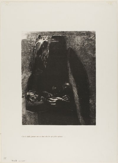 It is the Devil, Bearing Beneath his Two Wings the Seven Deadly Sins, plate 2 from The Temptation of Saint Anthony (1st series) by Odilon Redon