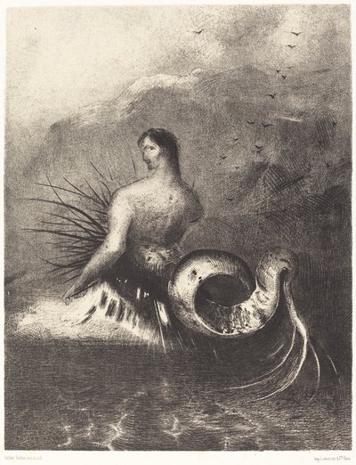 The Siren Clothed in Barbs, Emerged from the Waves by Odilon Redon