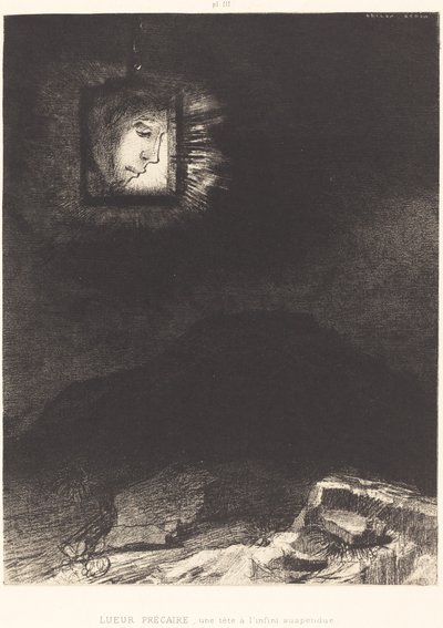 Precarious Glimmering, a Head Suspended by Odilon Redon