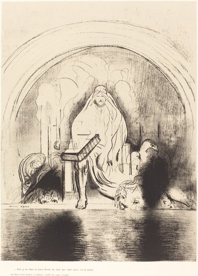 And I Saw in the Right Hand of Him That Sat on the Throne a Book Written Within and on the Backside, Sealed with Seven Seals by Odilon Redon