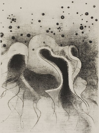The Beasts of the Sea, Round Like Leather Bottles (plate 22 of 24) by Odilon Redon